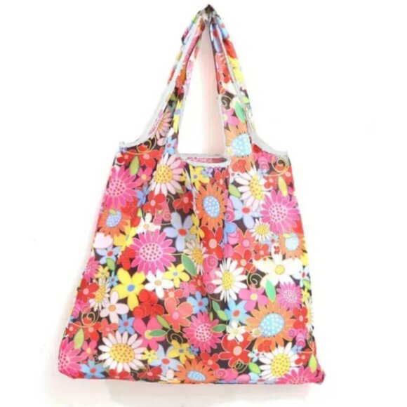 Summer Flowers Reusable Shopping Tote Packable - Picture 3 of 3